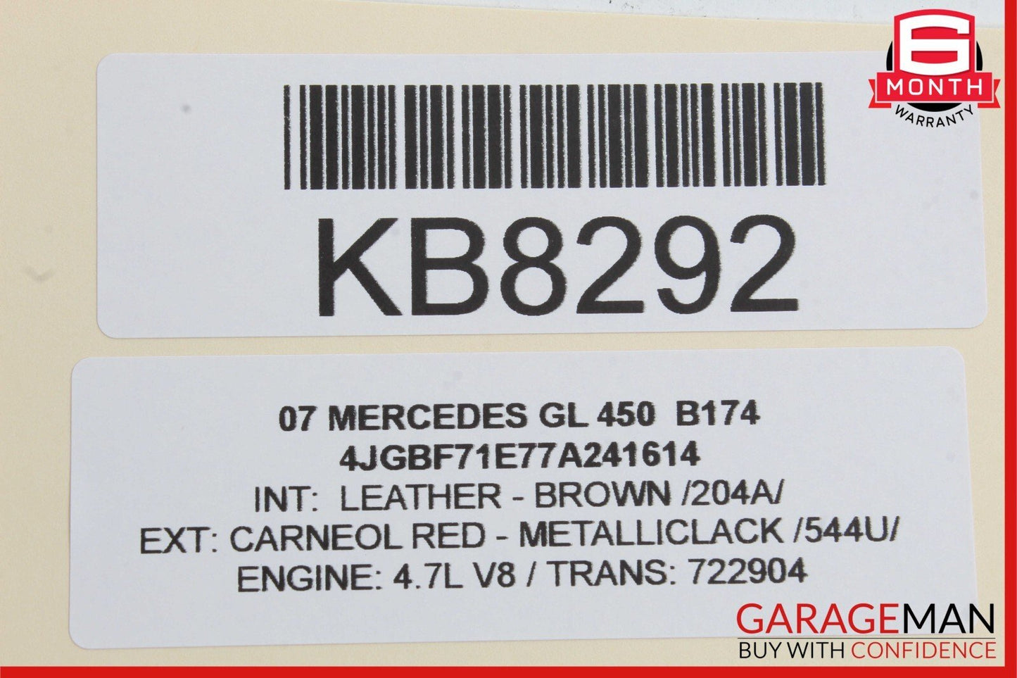 06-08 Mercedes ML350 GL450 Front Right Side Seat Belt Seatbelt Retractor Brown
