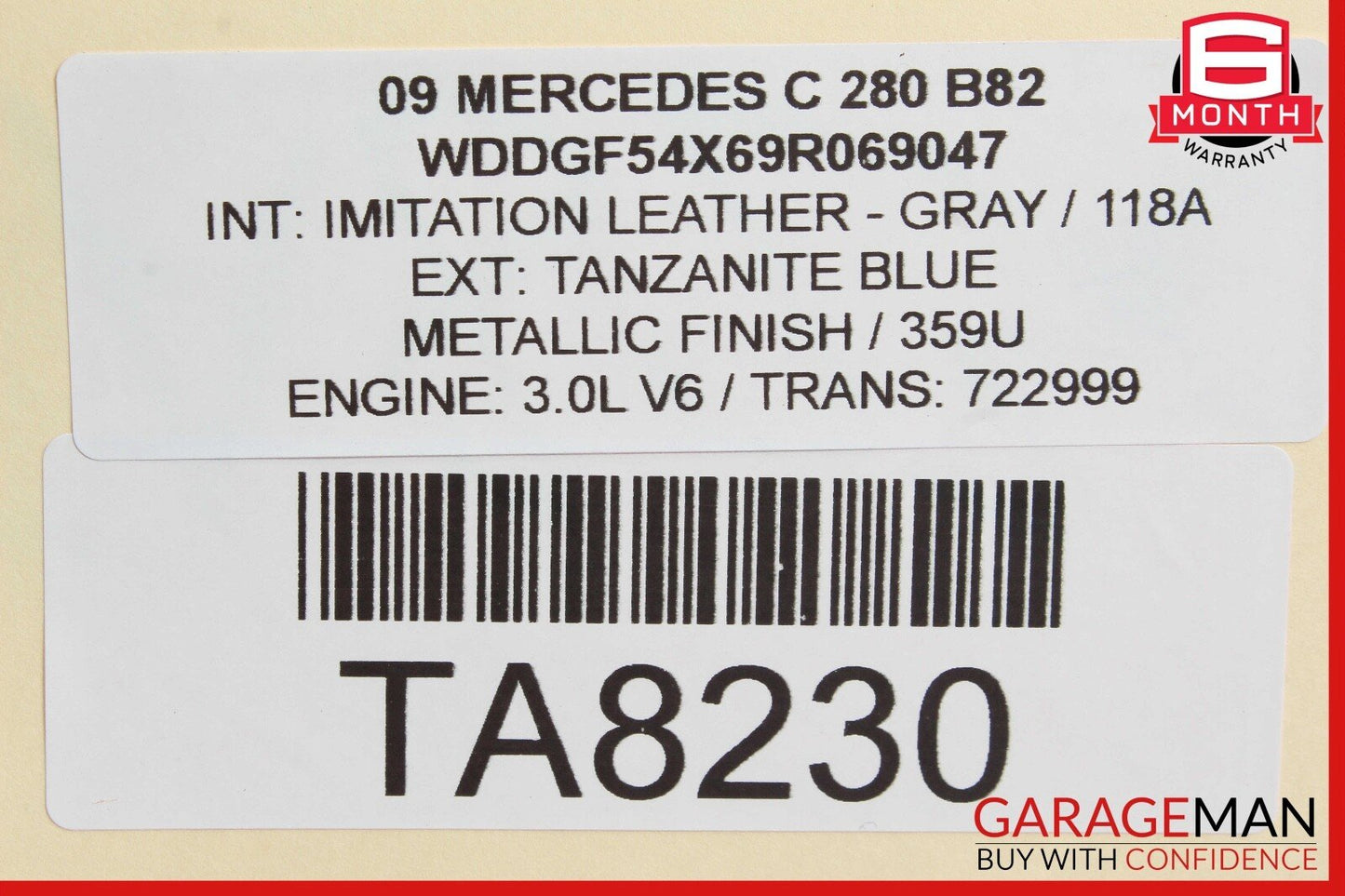 08-15 Mercedes W204 C280 C300 Trunk Lid Latch Cylinder Lock Actuator Assembly