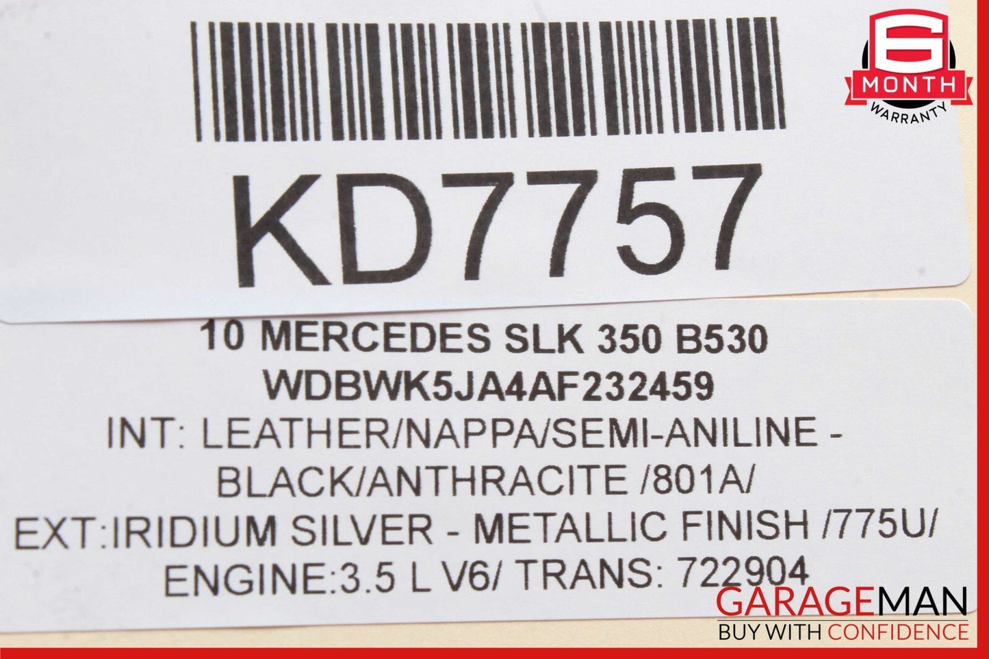 09-11 Mercedes R171 SLK350 Steering Column Combination Switch Control Assy Black