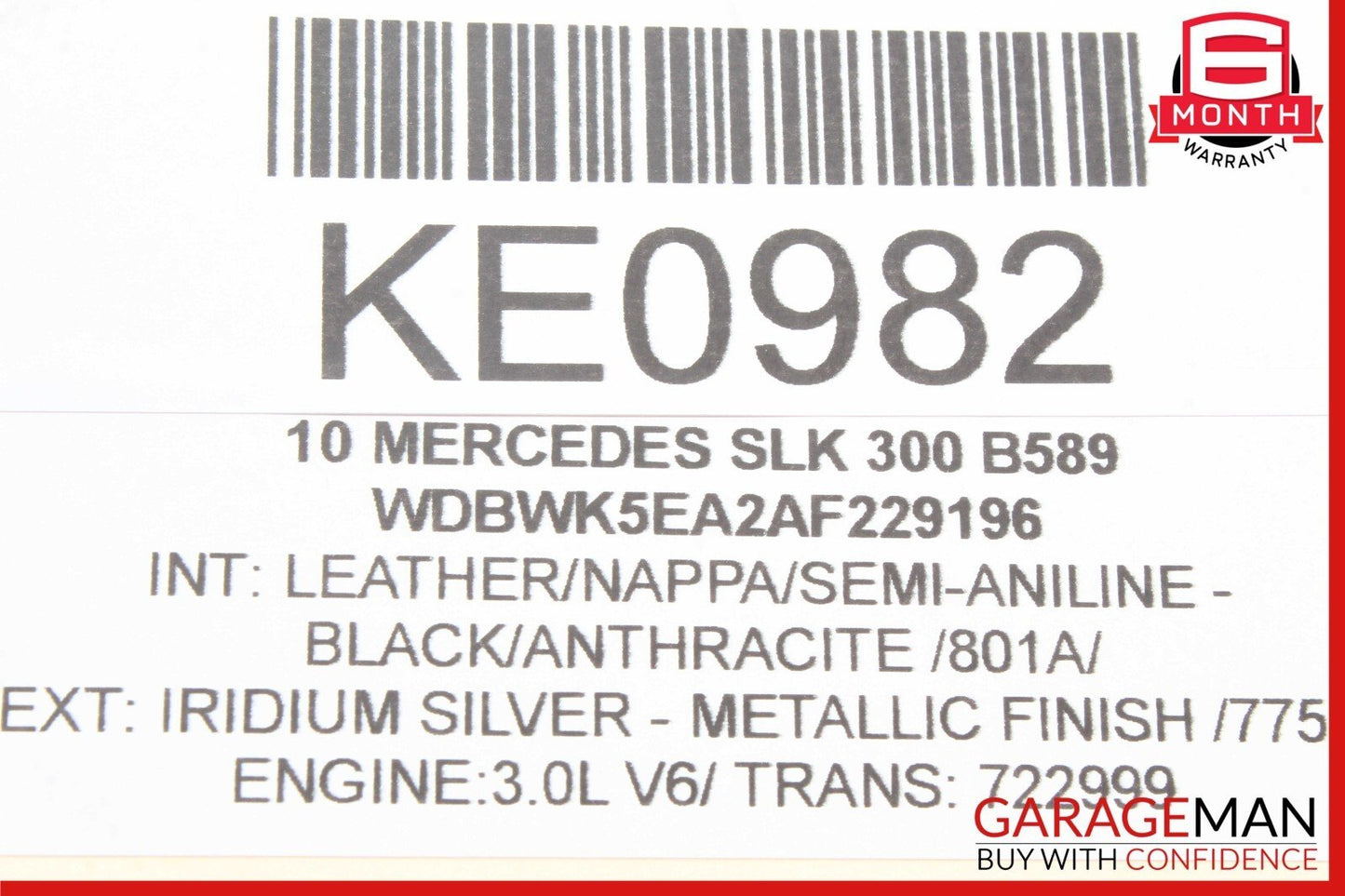 05-11 Mercedes R171 SLK300 SLK350 Right Convertible Top Latch Catch Lock OEM