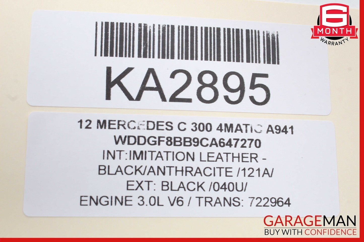 08-14 Mercedes W204 C300 4MATIC Front Right Side Sun Visor Sunvisor Shade Black
