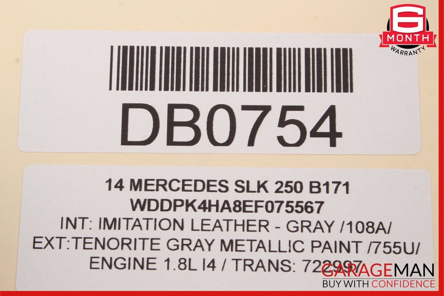 12-16 Mercedes R172 SLK250 SLK300 Front Left Side Upper Seat Cushion Gray OEM