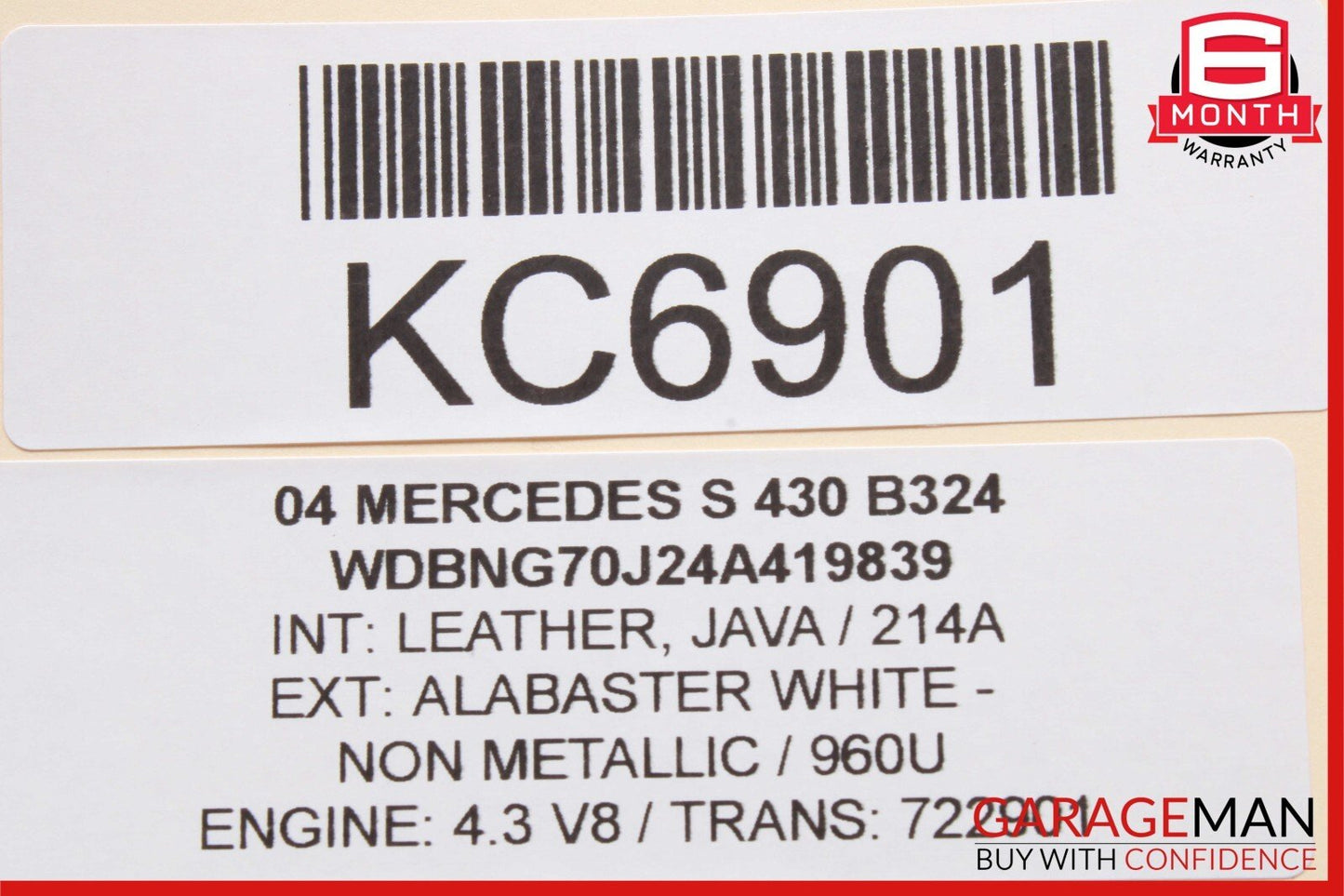 00-06 Mercedes W220 S430 S500 S55 AMG Rear Right Side Exterior Door Handle White