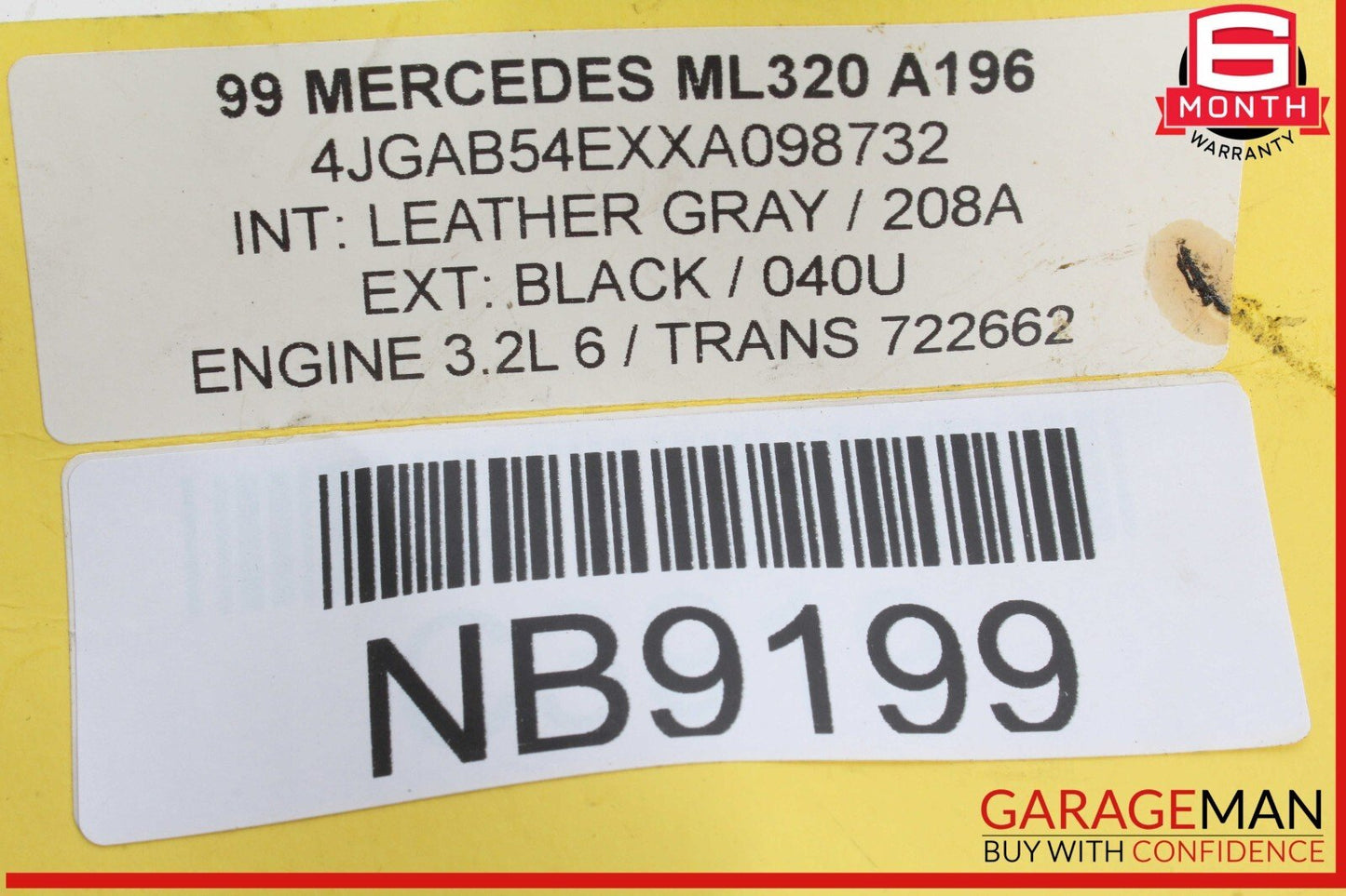98-05 Mercedes W163 ML320 ML500 Front Left Driver Side Door Airbag Air Bag OEM