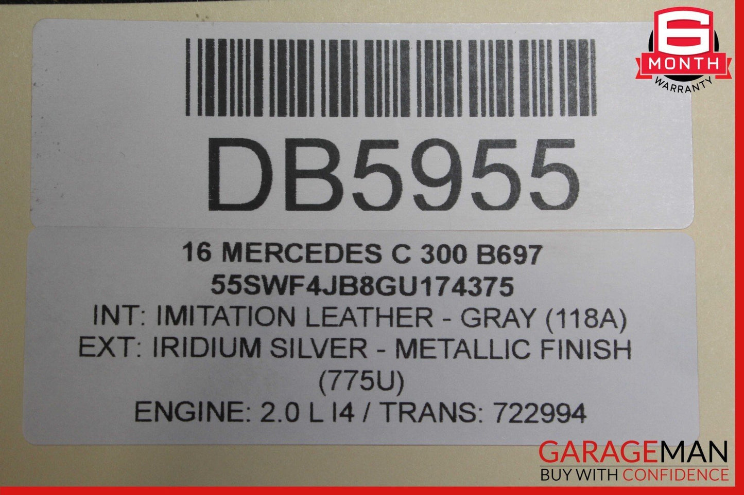 15-16 Mercedes W205 C300 C350e Rear Left Side Interior Door Panel Cover Grey