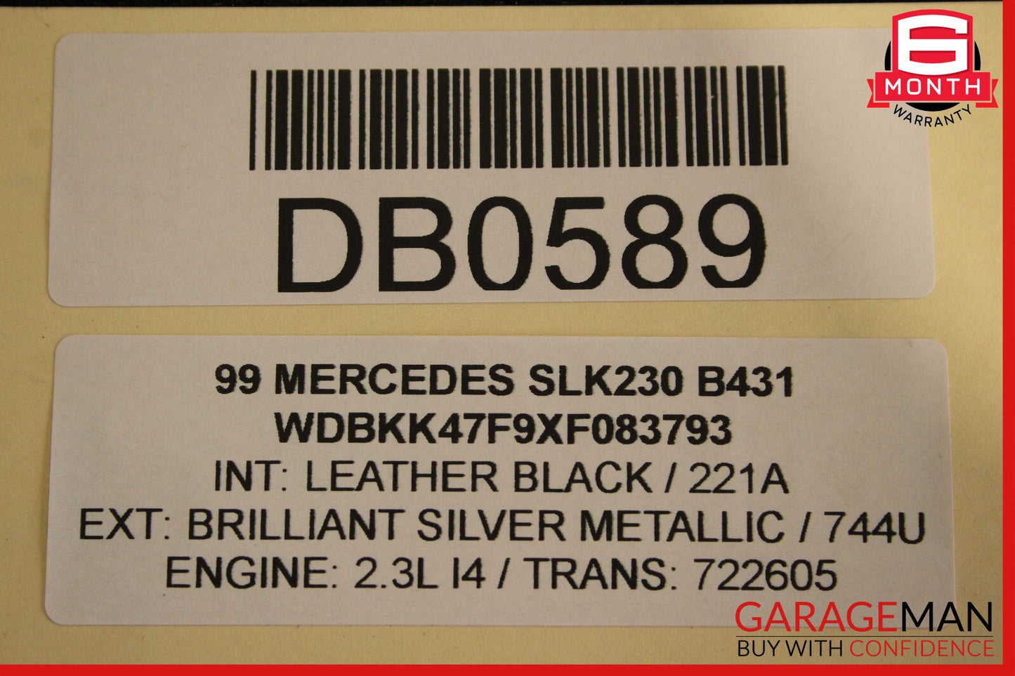 97-04 Mercedes R170 SLK230 SLK320 Rear Trunk Cargo Cover Trim Panel Assembly