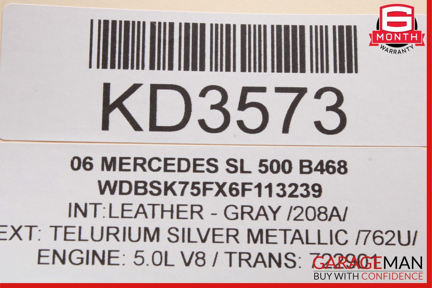 03-12 Mercedes R230 SL500 Convertible Left Side Roof Top Load Assist Cylinder