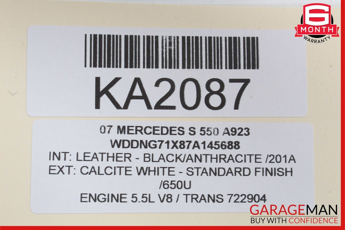 07-09 Mercedes W221 S550 S63 S600 AMG Interior Rear View Mirror Gray OEM