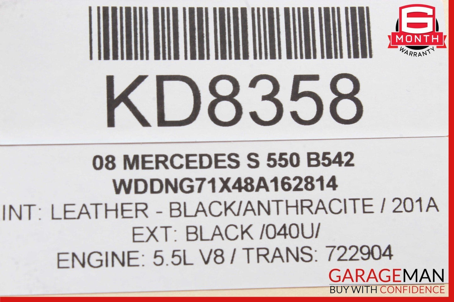 07-10 Mercedes W221 S550 CL500 CL550 Steering Wheel Airbag Air Bag Black OEM