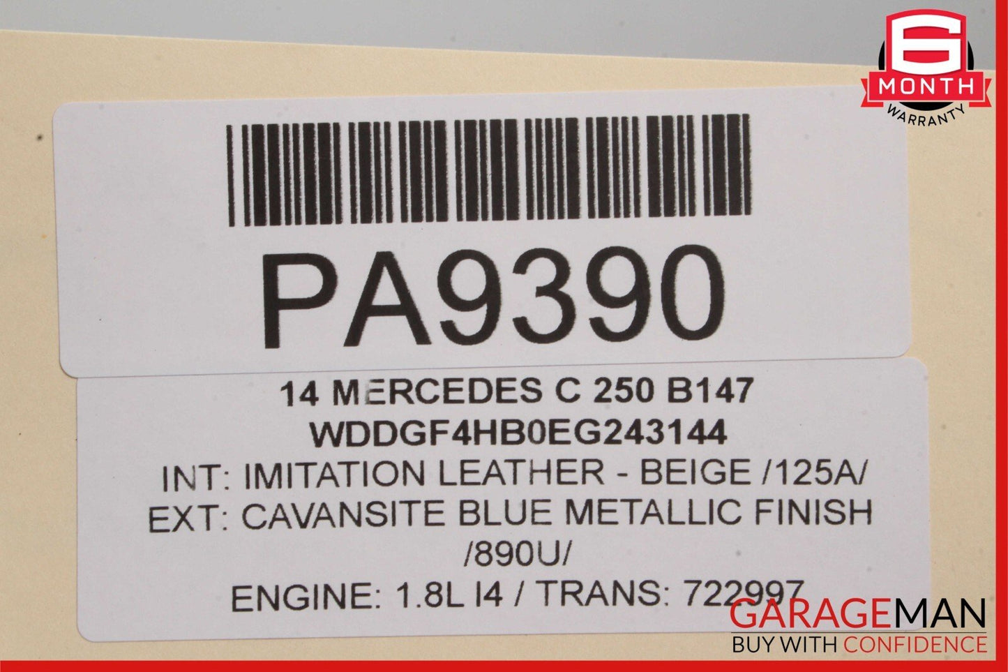 08-14 Mercedes W204 C250 AMG Sport Left Side Skirt Panel Rocker Moulding Blue