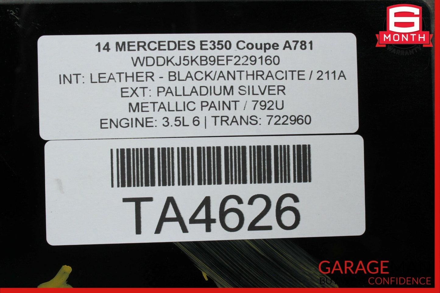 10-17 Mercedes W207 E350 Coupe E400 E550 C250 C350 Sunroof Center Window Glass
