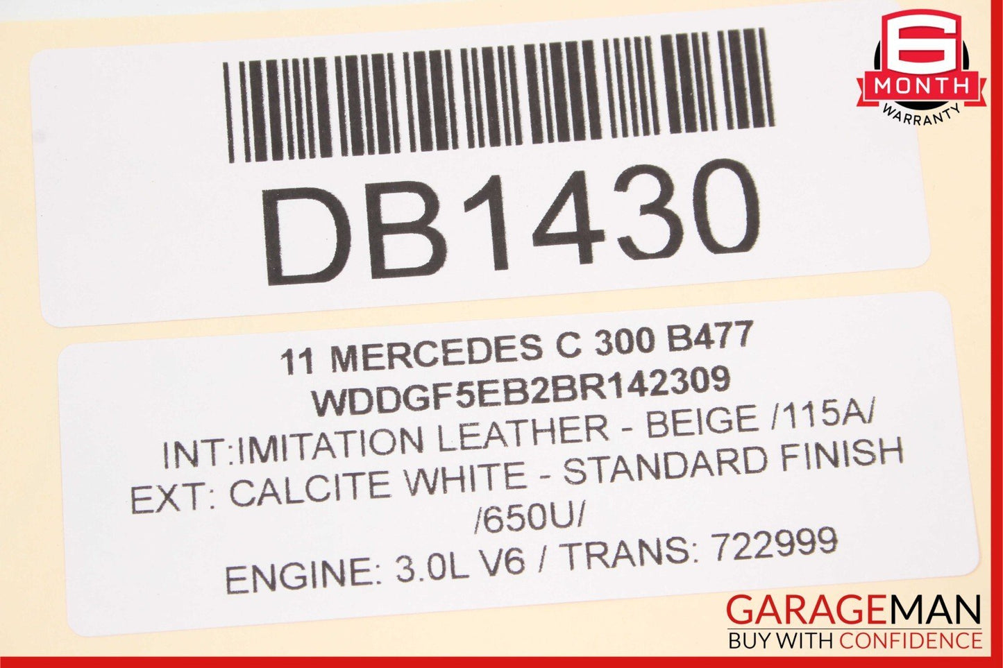 08-14 Mercedes W204 C300 C350 Rear Left Side Interior Door Panel Assembly Beige