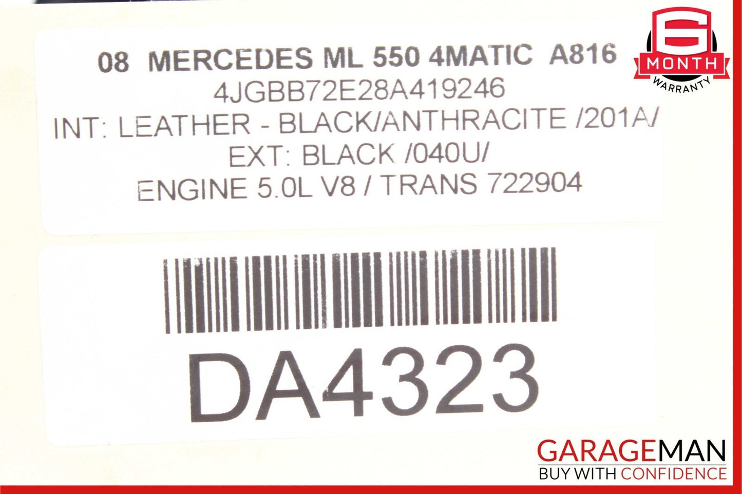 06-12 Mercedes ML350 GL450 Front Left Side Exterior Door Handle Alabaster White