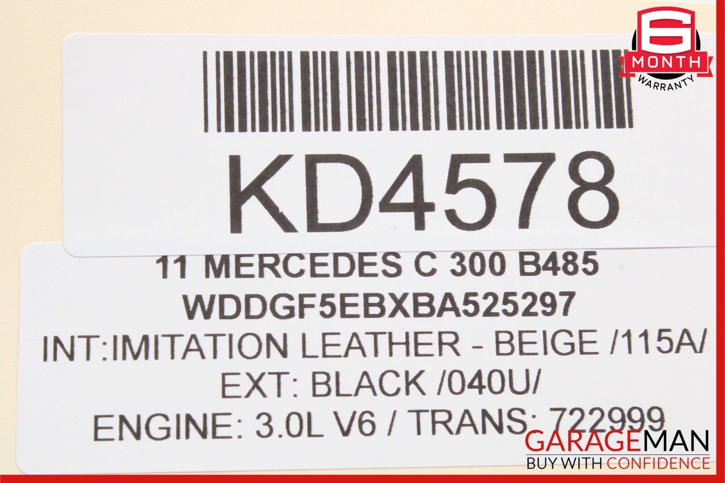08-14 Mercedes W204 C350 C300 Top Upper Rear View Mirror Assembly Beige