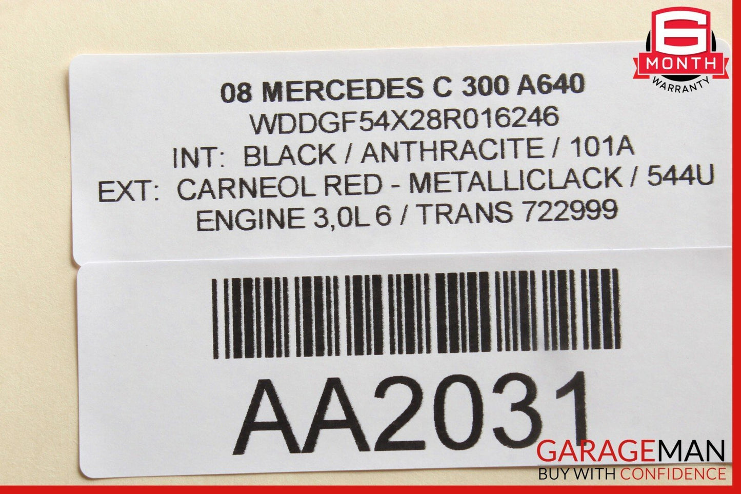 08-11 Mercedes W204 C300 C350 Front Left Driver Side Exterior Door Handle Red