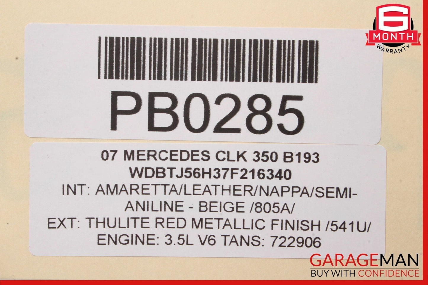 06-09 Mercedes W209 CLK350 CLK500 Coupe Left Side Rocker Molding Side Skirt Red
