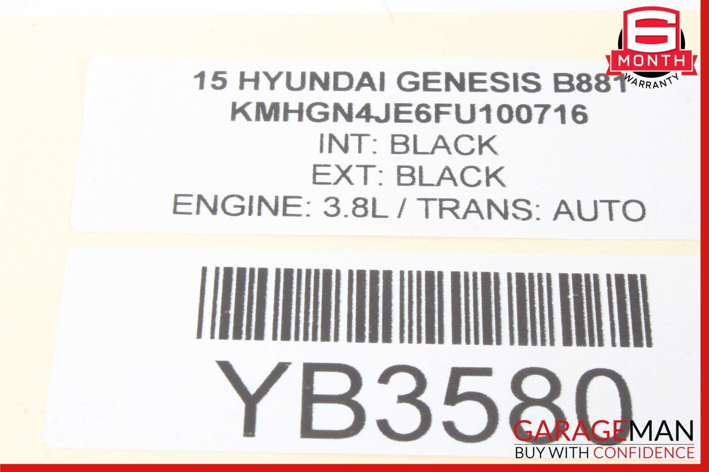 15-17 Hyundai Genesis Rear Center Seatbelt Seat Belt Retractor w/ Buckle OEM