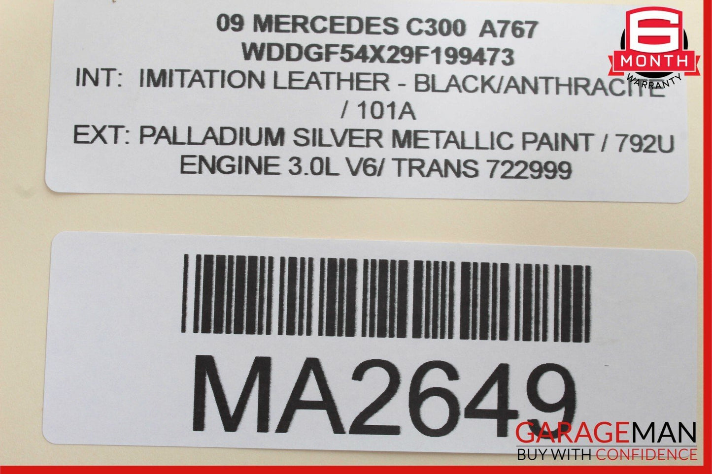 08-14 Mercedes W204 C300 C63 AMG Rear Overhead Dome Light Lamp Reading Map OEM