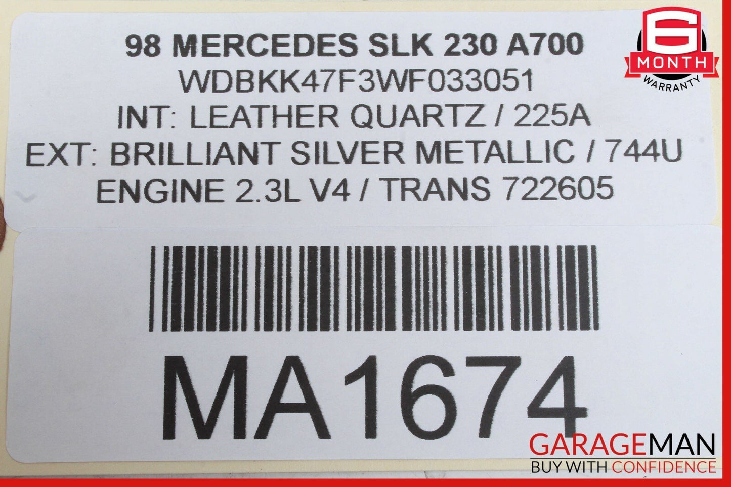 97-04 Mercedes R170 SLK230 SLK320 Rear Left Door Sound Speaker 1708202302 OEM