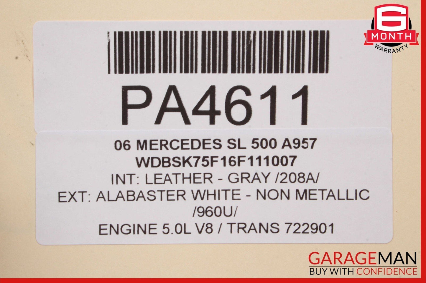 03-08 Mercedes R230 SL500 SL550 Base Left Side Skirt Rocker Panel Molding OEM
