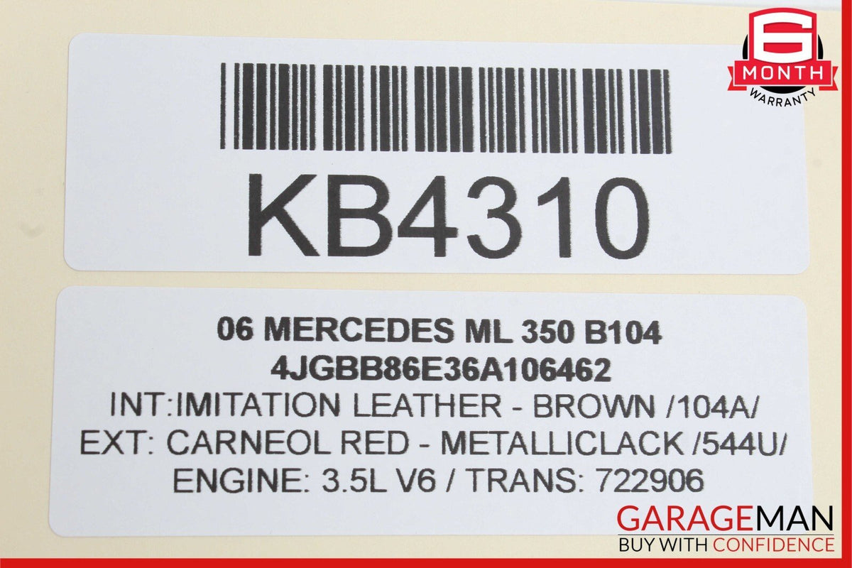 06-10 Mercedes W164 ML350 ML500 Front Left Side Top Upper Seat Cushion OEM