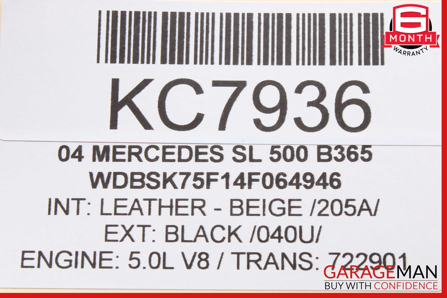 03-08 Mercedes R230 SL500 SL65 AMG Top Roof Convertible Control Module Unit OEM
