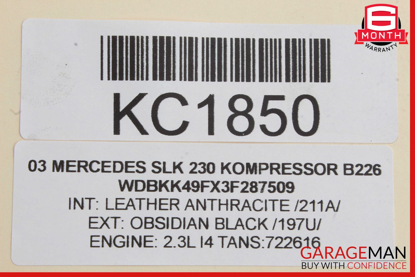 97-04 Mercedes R170 SLK230 SLK320 Convertible Front Upper Lock Latch Cylinder