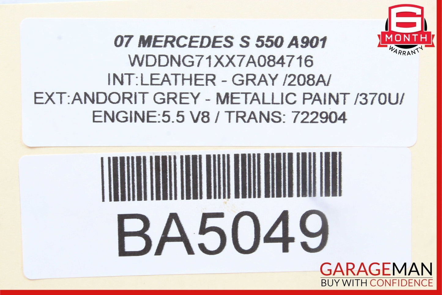 07-09 Mercedes W221 S550 S450 Ash Tray Ashtray Lighter Trim 2216801552 Black OEM