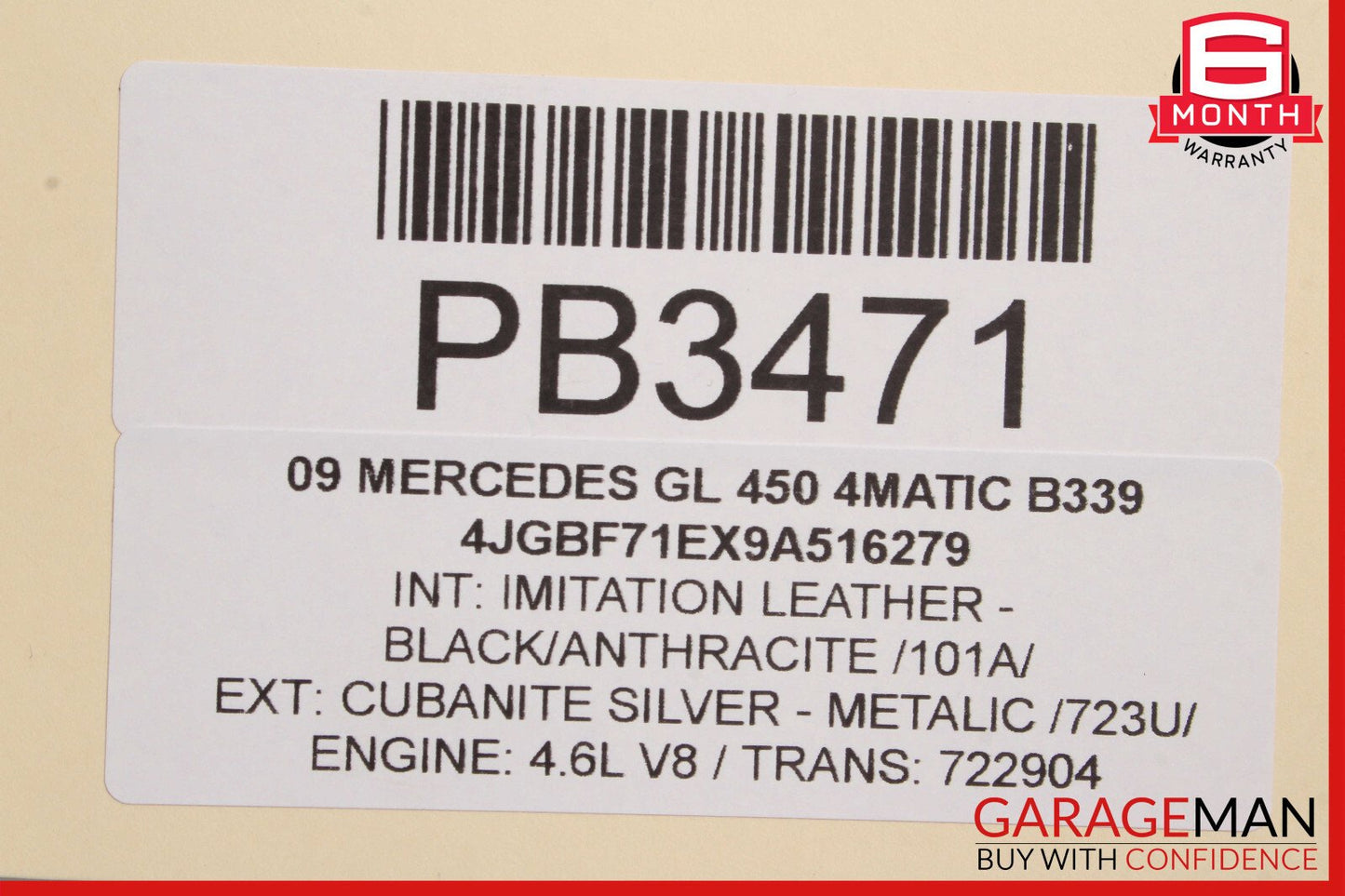 07-12 Mercedes X164 GL450 Seat Cushion Top Upper Front Left Driver Side OEM