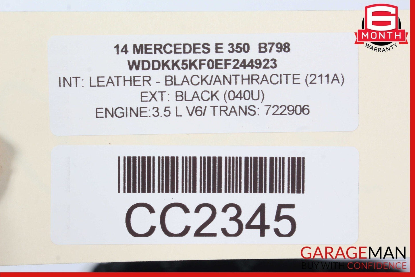 10-17 Mercedes W207 E350 E550 Coupe Front Right Top Upper Seat Cushion Black OEM