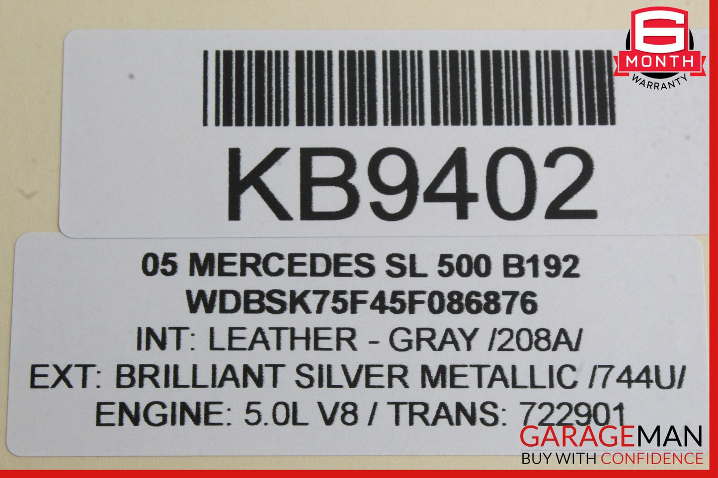 03-12 Mercedes R230 SL500 SL55 Convertible Top Main Drive Lift Cylinder Right