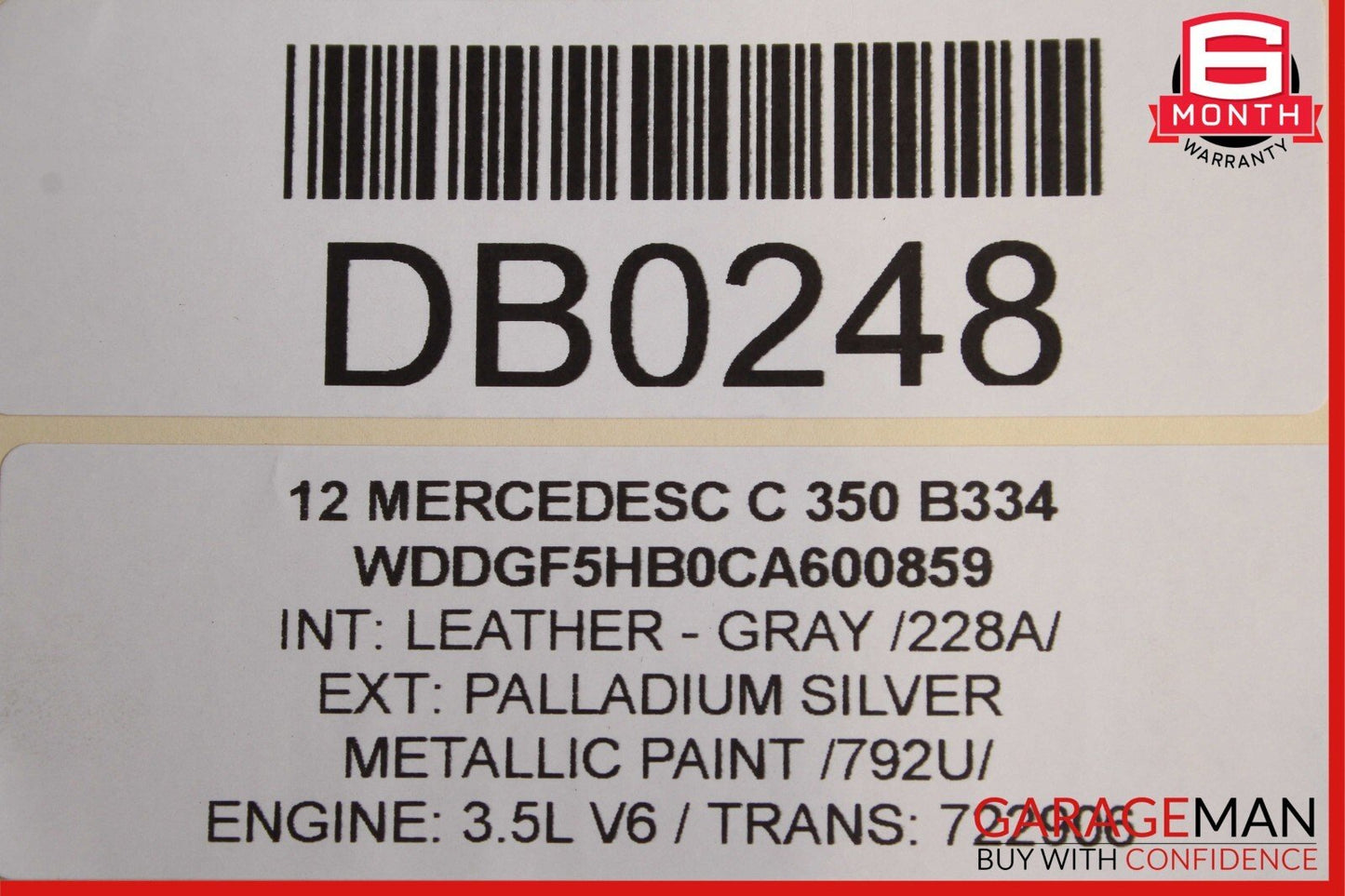 12-14 Mercedes W204 C350 Sedan Front Right Side Top Upper Seat Cushion Gray OEM