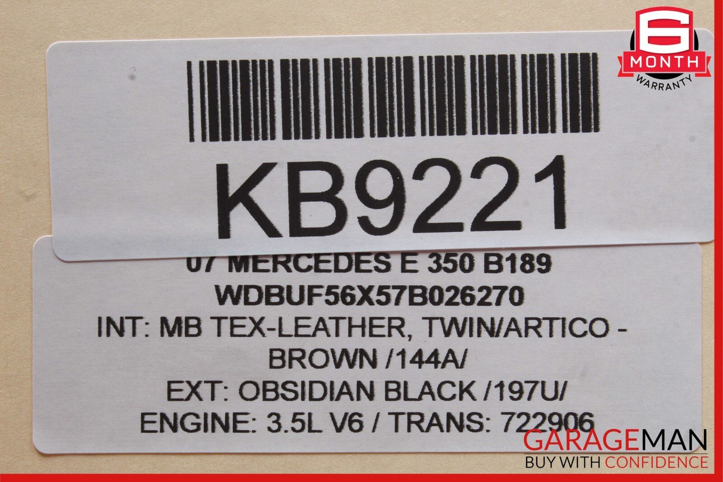 03-11 Mercedes W219 CLS500 E350 Rear Upper Overhead Dome Light Reading Map Brown