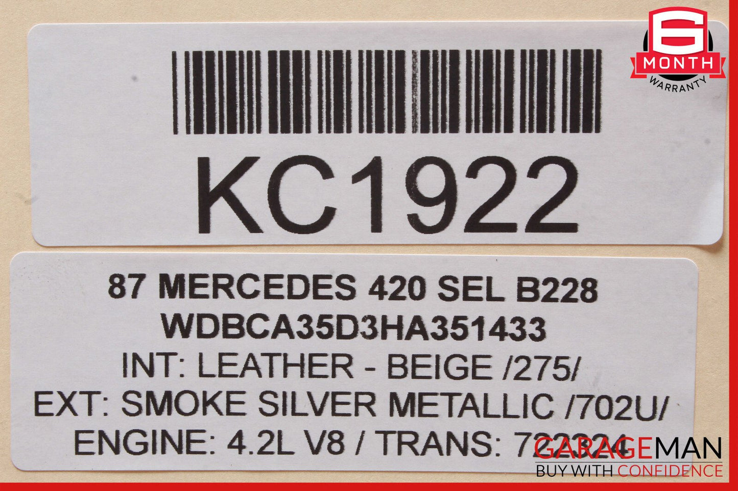 81-91 Mercedes W126 420SEL Dash AC A/C Air Vent Grill Right Side OEM