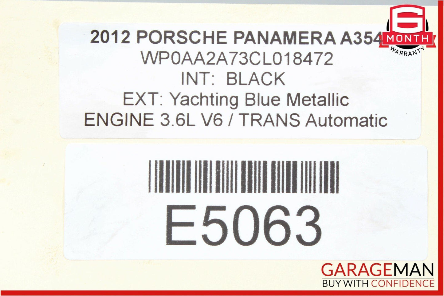 10-15 Porsche Panamera 970 3.6L Right Side Engine Cylinder Head Valve Cover OEM