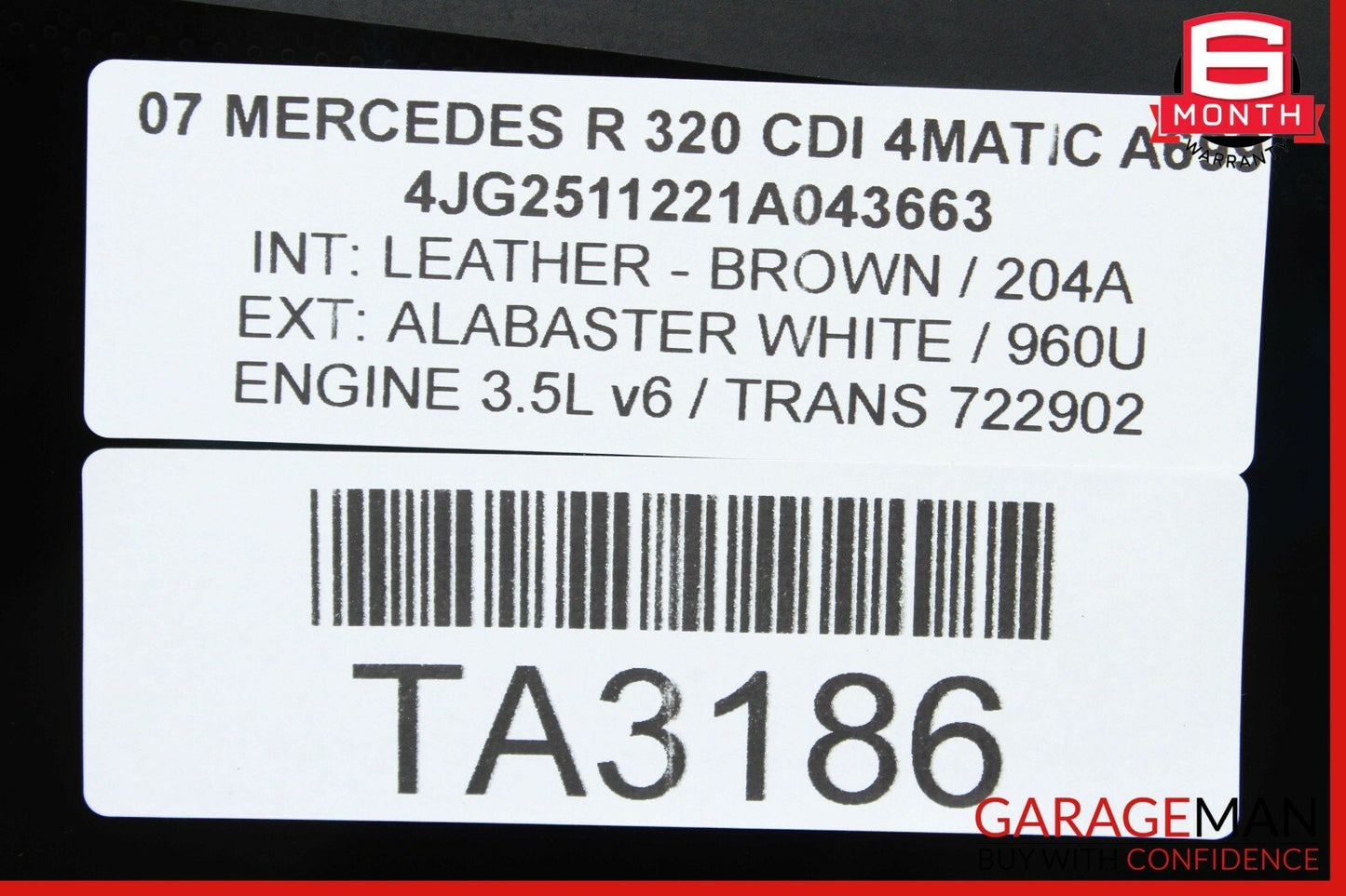 06-13 Mercedes W251 R320 Rear Right Side Door Quarter Window Auto Glass