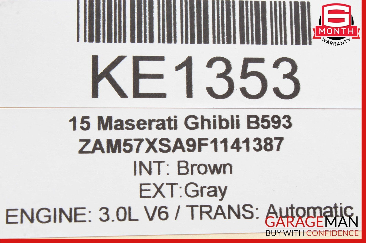 14-17 Maserati Ghibli Rear Overhead Dome Light Reading Lamp Module Black OEM