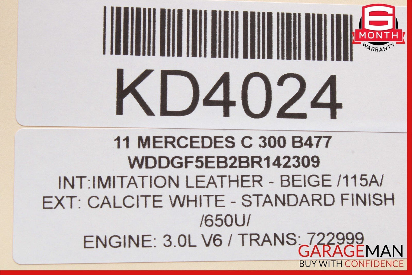 08-11 Mercedes W204 C250 C300 Rear Right Side Exterior Door Handle White OEM