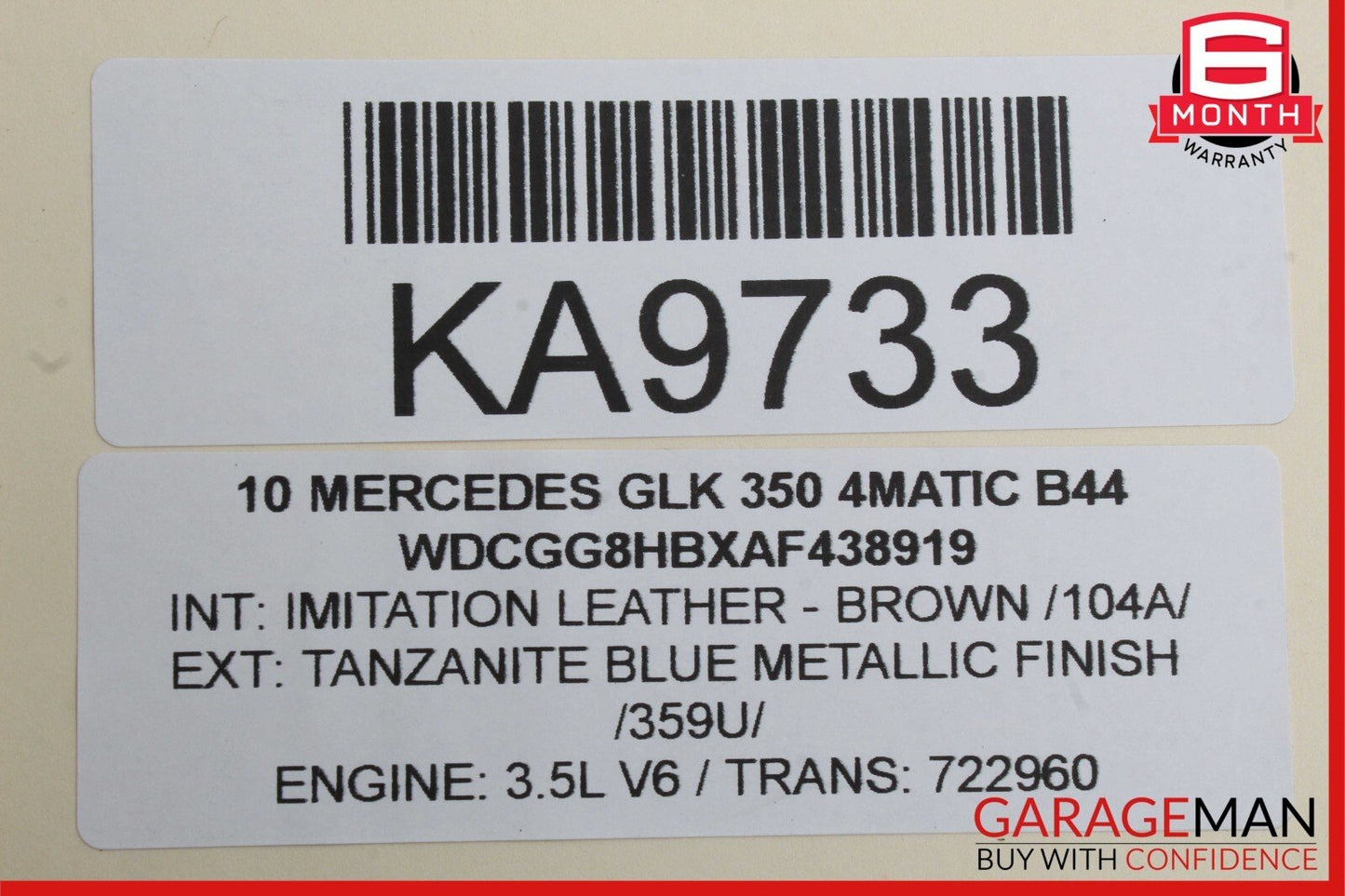 10-15 Mercedes X204 GLK250 GLK350 Front Right Side Top Upper Seat Cushion Brown