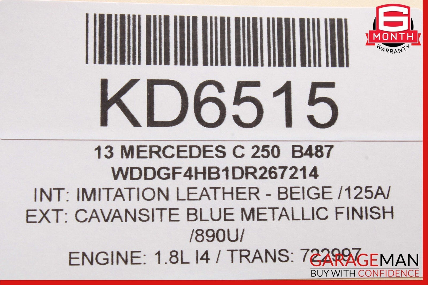 12-15 Mercedes W204 C250 SLK250 1.8L Engine Valve Cylinder Head Cover