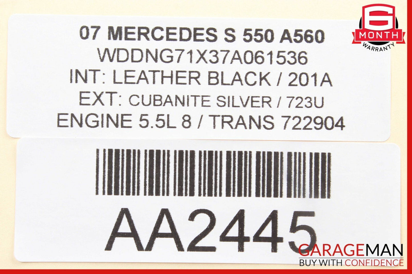 07-09 Mercedes W221 S550 Interior Top Upper Rear View Inside Dim Mirror Brown