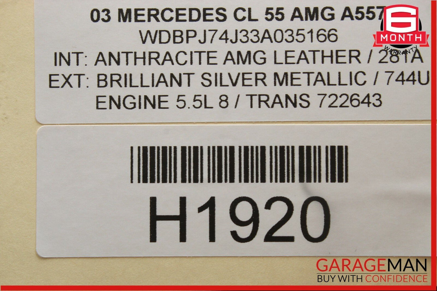 00-06 Mercedes W215 CL500 CL55 Front Right / Left Seat Head Rest Headrest Black