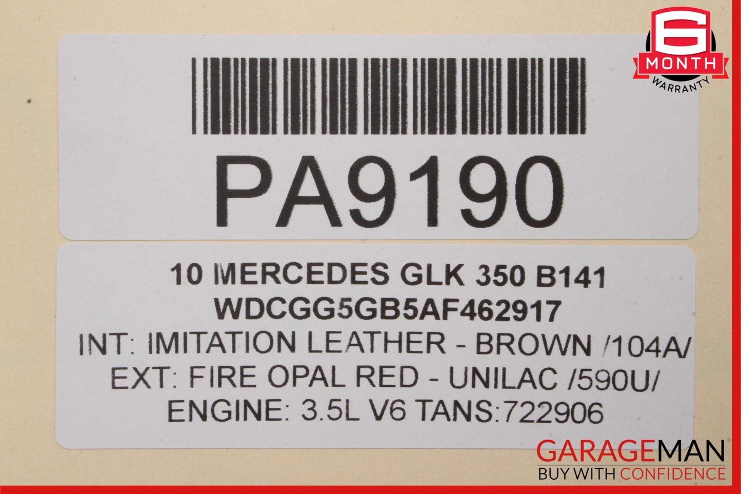 10-15 Mercedes X204 GLK350 Rear Left Interior Door Trim Panel Cover Brown