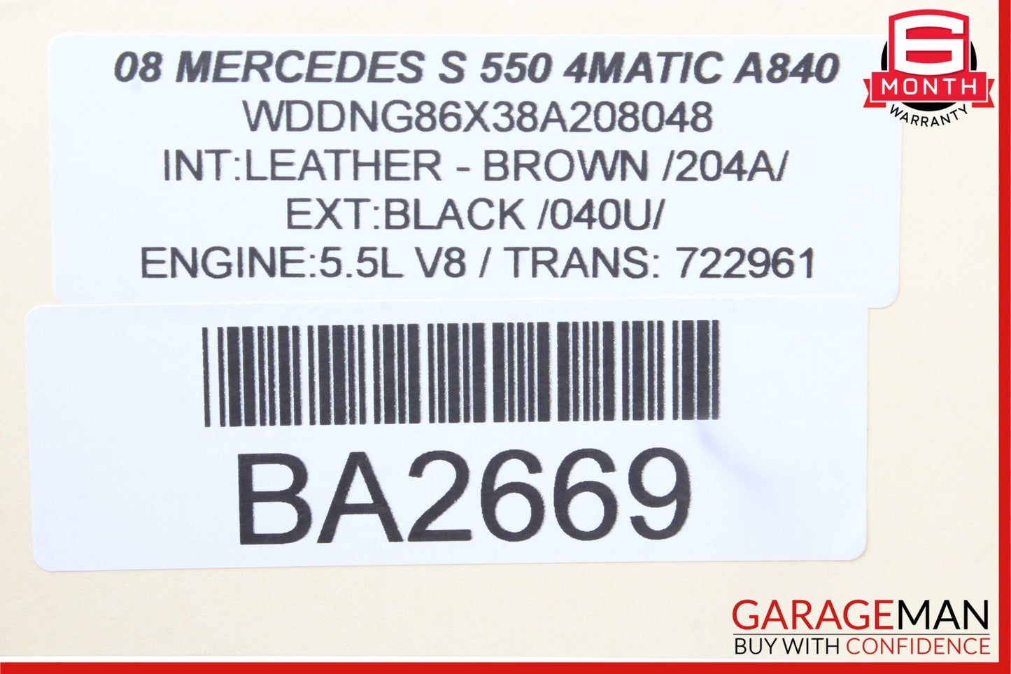 07-13 Mercedes W221 S550 S400 Rear Right Side Door Window Regulator Motor Unit