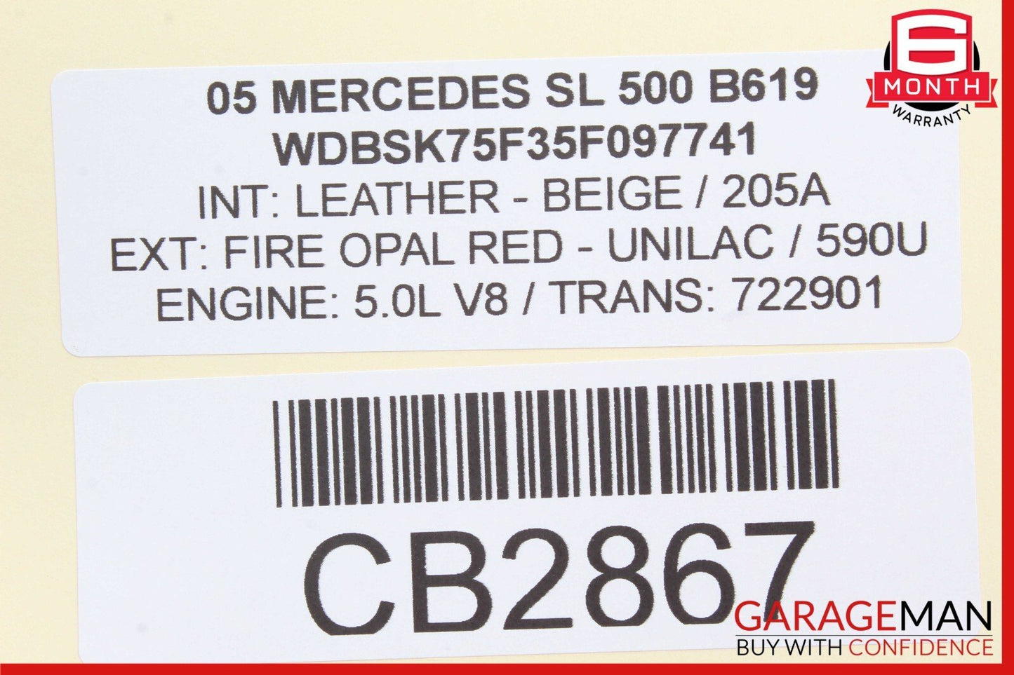 03-06 Mercedes R230 SL500 SL55 AMG Front Right Side Exterior Door Handle Red