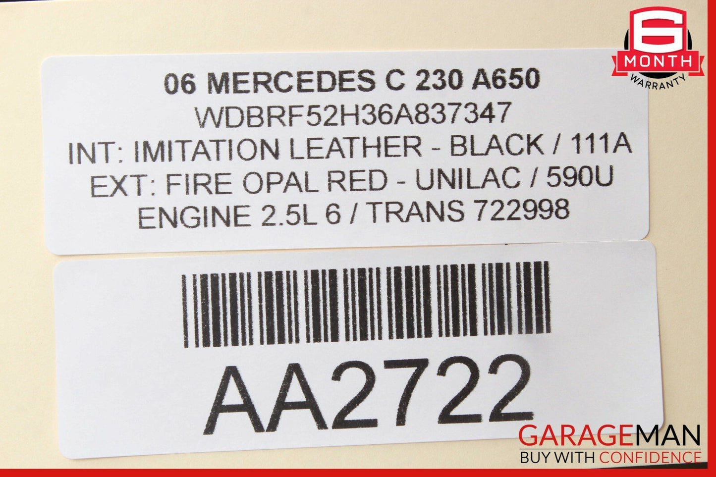 05-07 Mercedes W203 C230 C55 AMG Rear Left Driver Side Exterior Door Handle Red