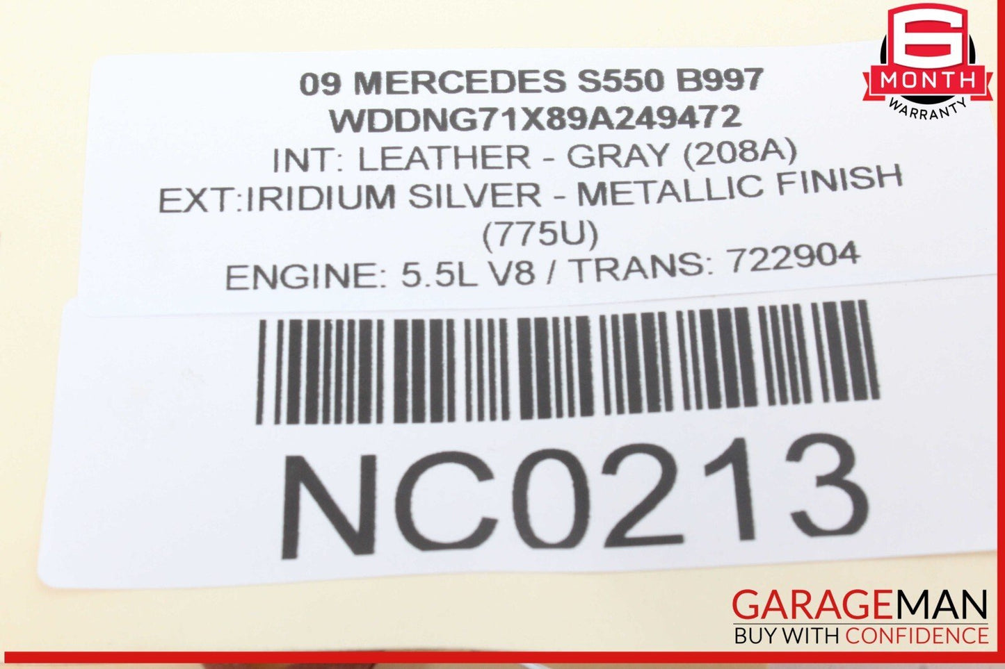 07-13 Mercedes W221 S550 S63 AMG Interior Top Upper Rear View Mirror OEM
