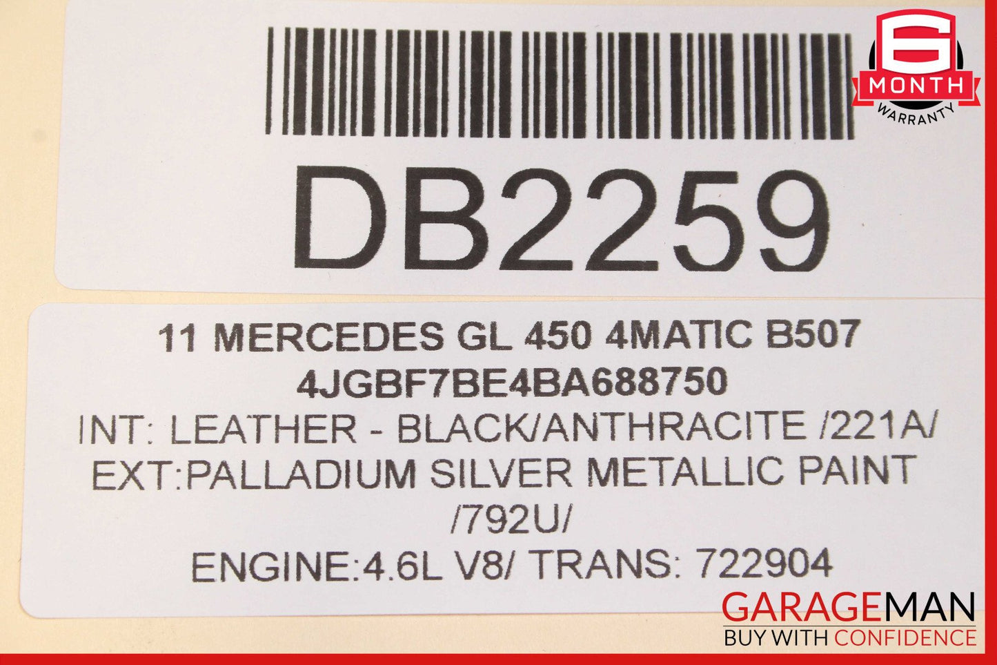 07-12 Mercedes X164 GL450 GL350 Front Left Driver Top Upper Seat Cushion OEM