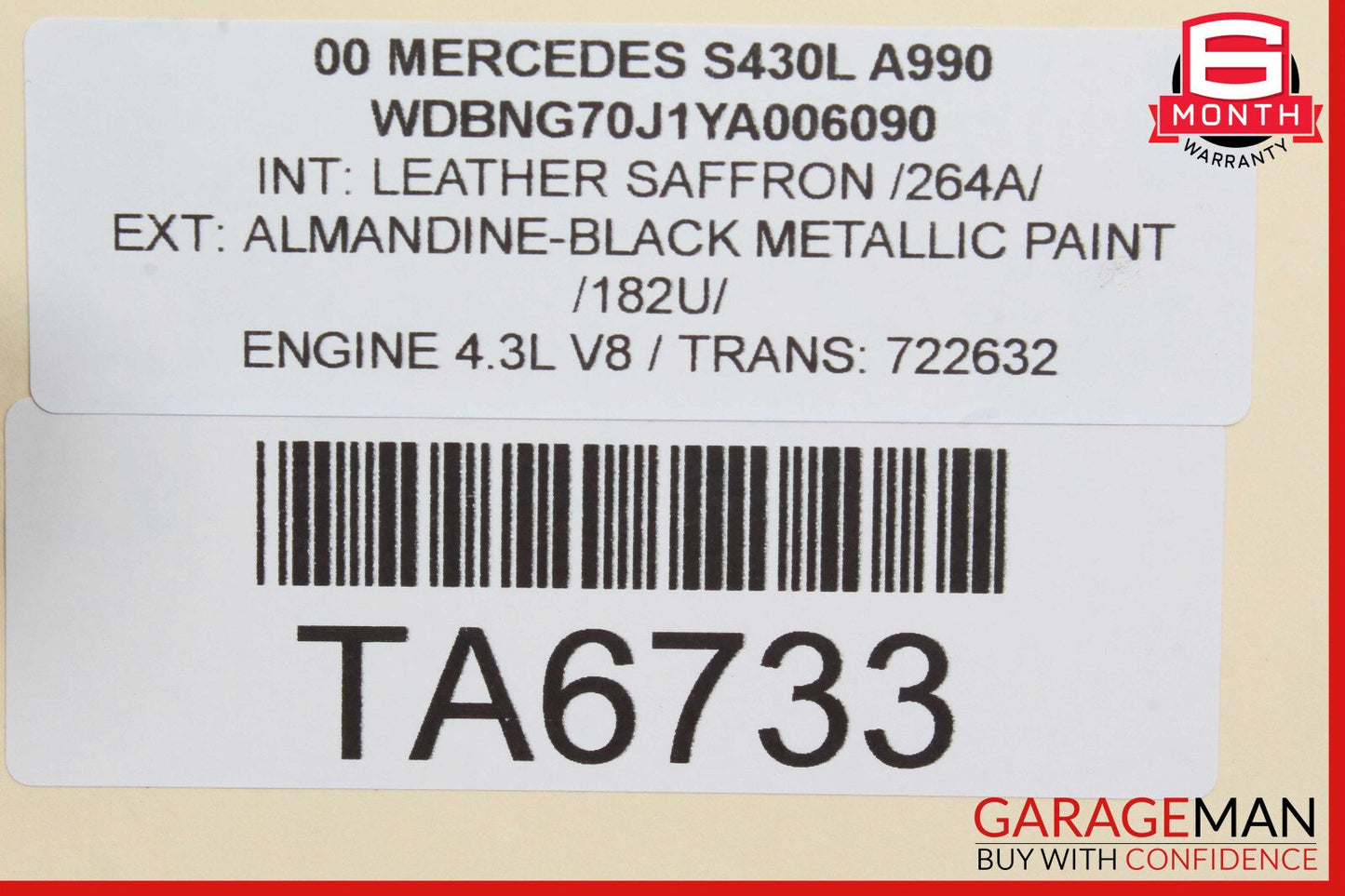 00-06 Mercedes W220 S430 S500 Front Right Side Exterior Door Handle OEM