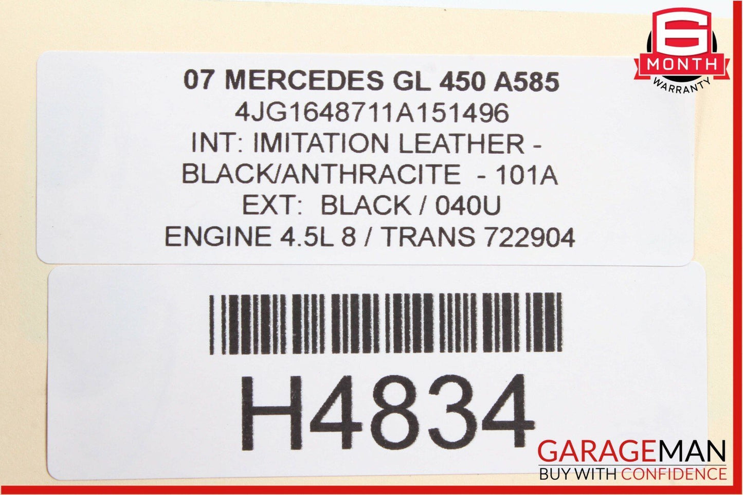06-12 Mercedes GL450 ML320 Top Upper Sunroof Sun Roof Frame Rail Glass Assembly